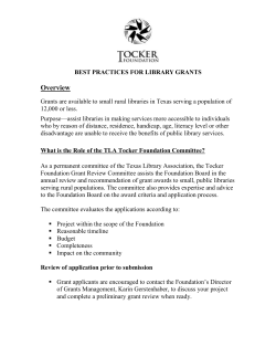 BEST PRACTICES FOR TOCKER FOUNDATION GRANTS