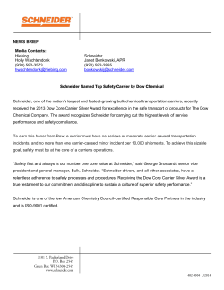 Schneider Named Top Safety Carrier by Dow Chemical