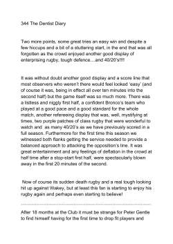 344 The Dentist Diary Two more points, some great tries an easy