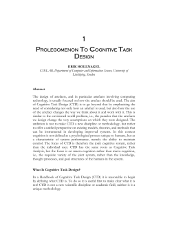prolegomenon to cognitive task design