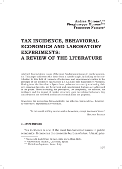 tax incidence, behavioral economics and laboratory