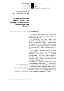 Stewardship Theory and Agency Theory