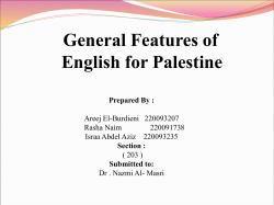 Main Features of English for Palestine