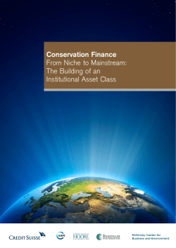 Conservation Finance From Niche to Mainstream