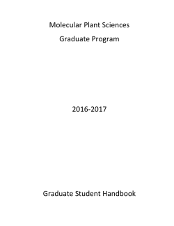 Molecular Plant Sciences Graduate Program 2016