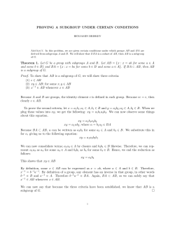 PROVING A SUBGROUP UNDER CERTAIN CONDITIONS Theorem