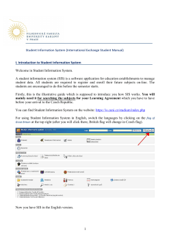 SIS manual for incoming students