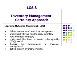 Inventory Management (Certainty Approach)