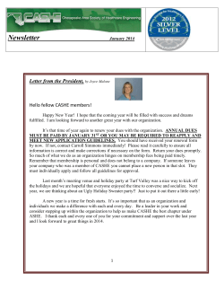 Newsletter January 2014 - Chesapeake Area Society of Healthcare