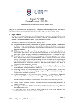 Strategic Plan 2025 Planning Framework 2015