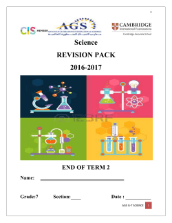 Science REVISION PACK 2016