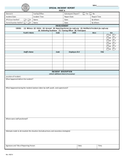 Attachment A: Special Incident Report