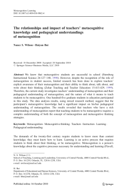 The relationships and impact of teachers` metacognitive knowledge