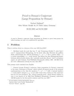 Proof to Fermat`s Conjecture (Large Proposition