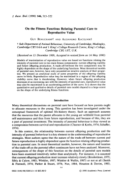 On the Fitness Functions Relating Parental Care to Reproductive