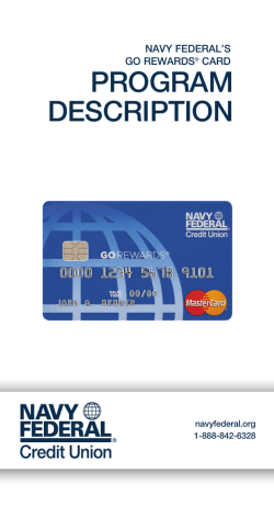 MasterCard GO REWARDS &reg; Card Program Description