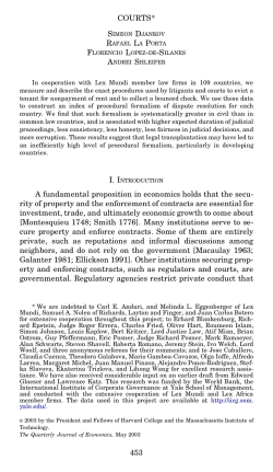 COURTS* A fundamental proposition in economics holds that the secu