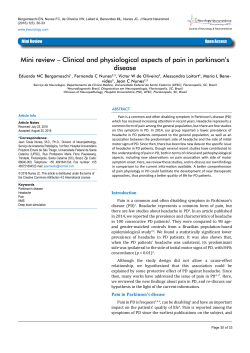 Clinical and physiological aspects of pain in parkinson`s disease