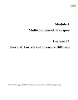 Module 4: Multicomponent Transport Lecture 35: Thermal