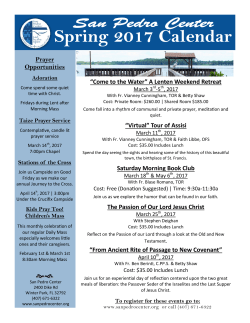 Prayer Opportunities &ldquo;Come to the Water&rdquo; A Lenten Weekend