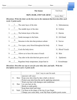 Skin/Hair/Nail Quiz answer sheet