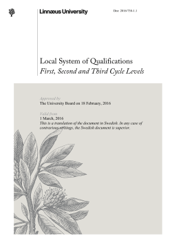 Local System of Qualifications First, Second and Third Cycle Levels