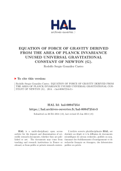 equation of force of gravity derived from the area of planck