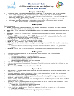 Cell Harvest, Extraction and Buffer Prep Lecture Note Handout