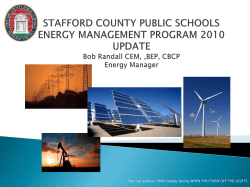 STAFFORD COUNTY PUBLIC SCHOOLS ENERGY MANAGEMENT