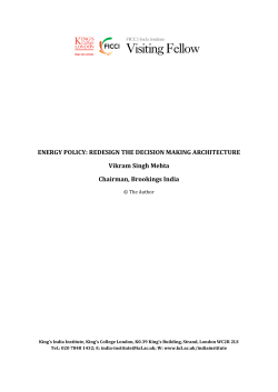 ENERGY POLICY: REDESIGN THE DECISION MAKING