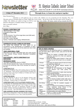 Newsletter 12.12.14 - St Aloysius Junior School