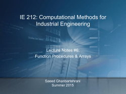 EIN 4905/ESI 6912 Decision Support Systems Excel