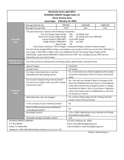 Electricity Facts Label (EFL) 4CHANGE ENERGY Budget Saver 12