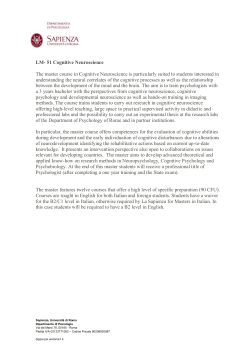 LM- 51 Cognitive Neuroscience The master course in Cognitive