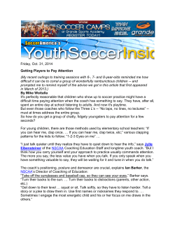 Friday, Oct. 31, 2014 Getting Players to Pay Attention (My recent