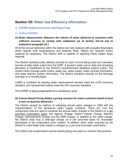 Section VII: Water Use Efficiency Information