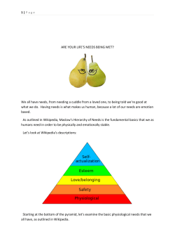 ARE YOUR LIFE`S NEEDS BEING MET? We all have needs, from