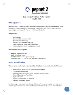 Dual Service Providers: Poster Session July 15, 2016 What is