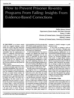 How to Prevent Prisoner Re-entry Programs From Failing: Insights