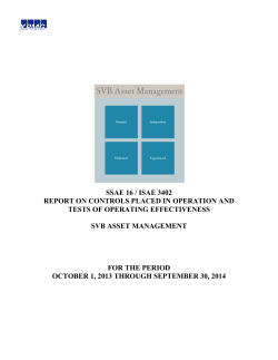 ssae 16 / isae 3402 report on controls placed in operation and tests