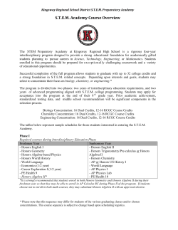 STEM Academy Course Overview - Kingsway Regional School District