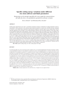 Specific cutting energy variations under different rice stem