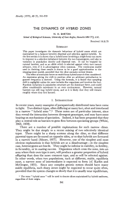 THE DYNAMICS OF HYBRID ZONES There are a number of