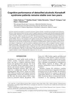 Cognitive performance of detoxified alcoholic Korsakoff syndrome