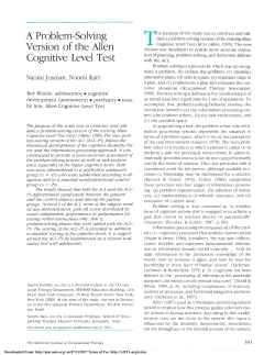 A Problem-Solving Version of the Allen Cognitive Level Test