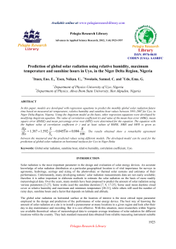 Prediction of global solar radiation using relative humidity