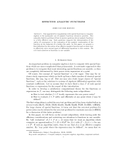 EFFECTIVE ANALYTIC FUNCTIONS An important problem in