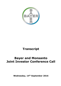 Bayer and Monsanto Joint Investor Conference Call 2016-09