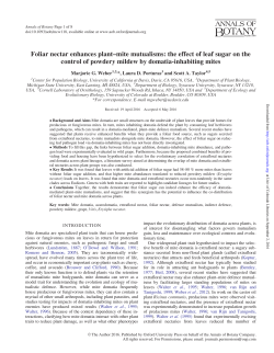 Foliar nectar enhances plant&ndash;mite mutualisms