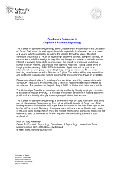 Postdoctoral Researcher in Cognitive